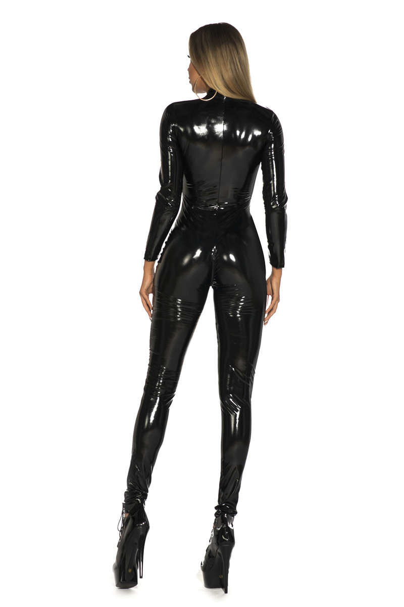 Women Sexy Shiny PU Faux Leath - Sewing Latex 评论和价格