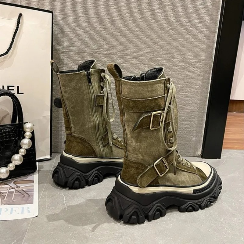 Thick Platform Women Boots Vin - Sewing Latex 评论和价格